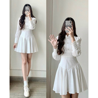 Đầm tay phồng xoè chiết eo [ Kèm ảnh thật trải sàn ]