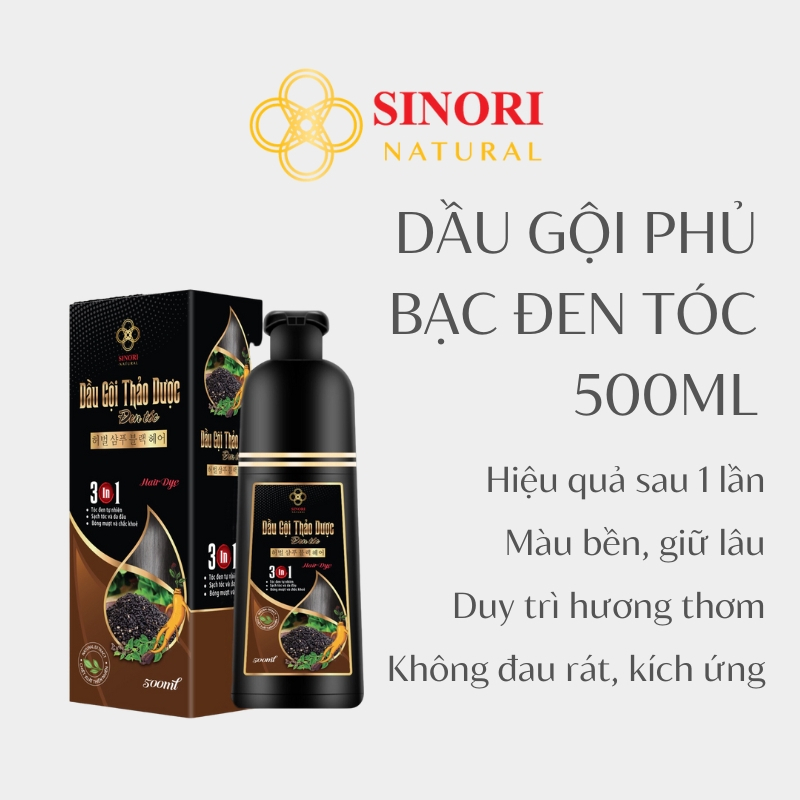 Dầu gội phủ bạc Sinori 500ml - Làm đen tóc tự nhiên tại nhà chỉ sau 15 phút