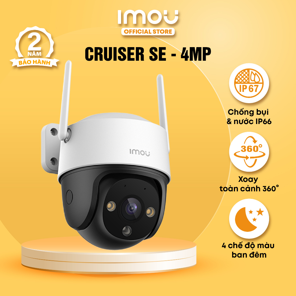 [Mã ELIM10 giảm 10% đơn 800K] Camera Wifi ngoài trời Imou Cruiser SE (4MP) I IPC-S41 I IĐèn cảnh báo I 4 chế độ