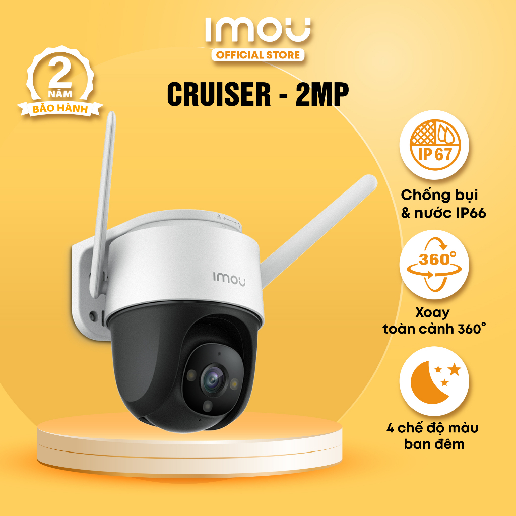 Camera Wifi ngoài trời Imou Cruiser (2MP) I IPC-S22FP I Ghi hình màu ban đêm I Đàm thoại