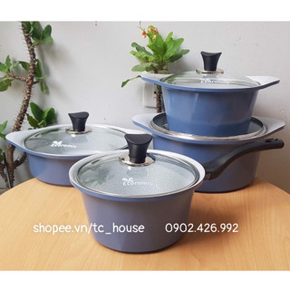 Nồi đúc chống dính đáy từ ecoramic hàn quốc 20cm 22cm 24cm