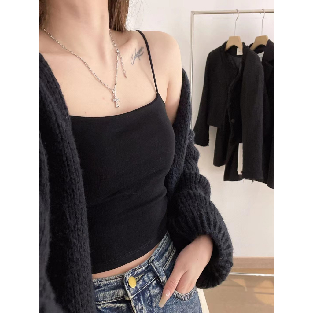 Áo 2 Dây Nữ Chất Cotton Mịn Sợi Bún Mềm Có Sẵn Mút Liền Tạo Form Co Giãn Thoáng Mát 2D32