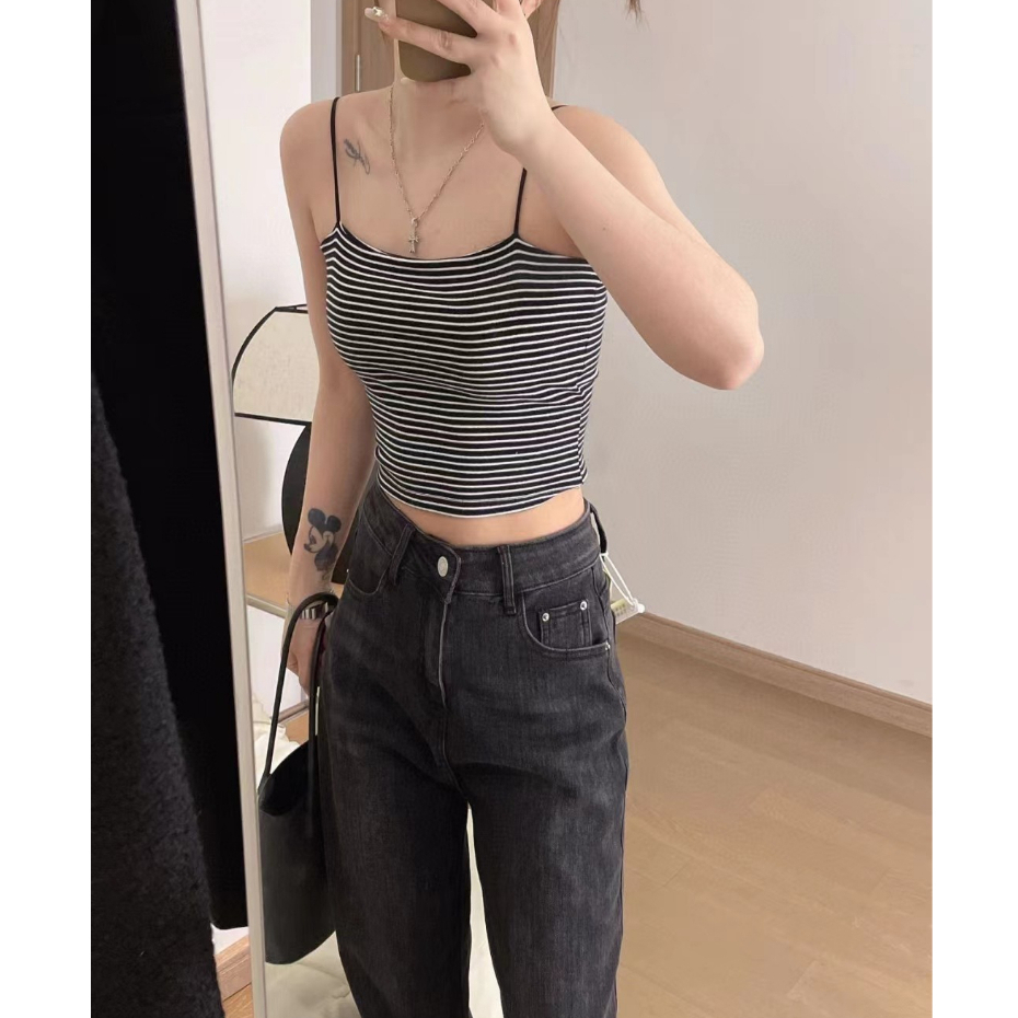 Áo 2 Dây Nữ Chất Cotton Mịn Sợi Bún Mềm Có Sẵn Mút Liền Tạo Form Co Giãn Thoáng Mát 2D32