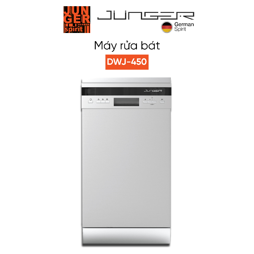 Máy rửa bát Junger DWJ-450 Dung tích 10 bộ Phím bấm cơ Hàng Chính Hãng Bảo Hành 24 Tháng