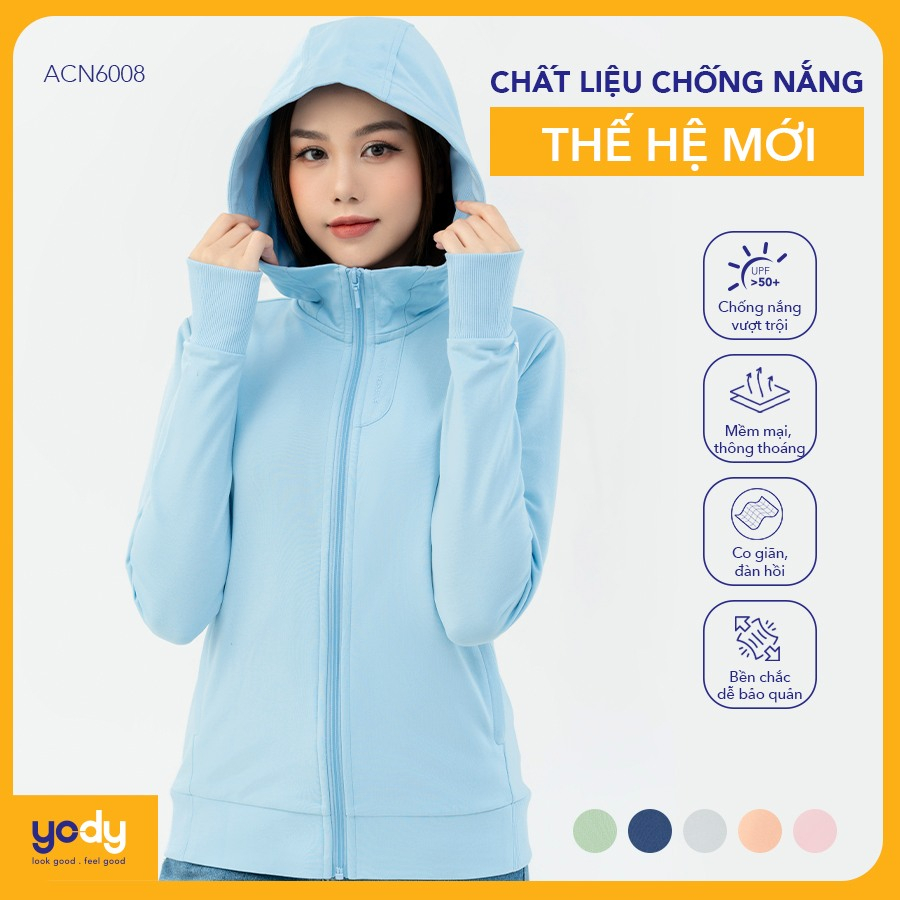 Áo chống nắng Nữ YODY vải cotton có mũ thoáng mát chống tia UV 3 ACN6008