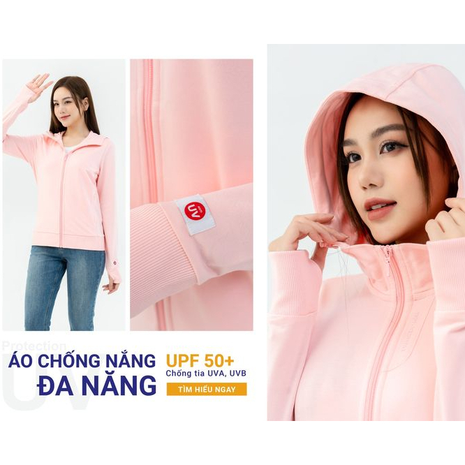 Áo chống nắng Nữ YODY vải cotton có mũ thoáng mát chống tia UV 3 ACN6008