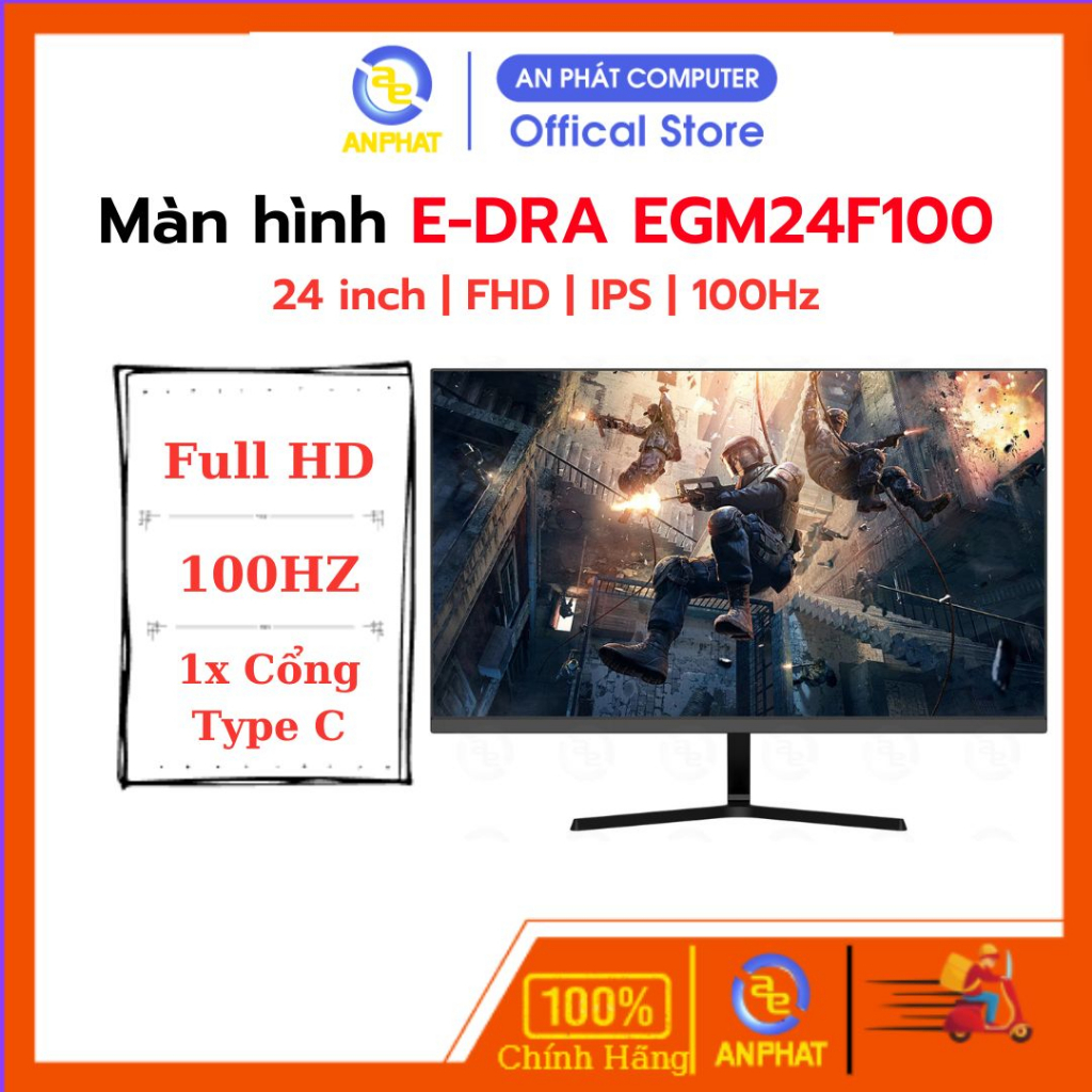Màn hình máy tính E-DRA EGM24F100 23.8 inch FHD IPS 100Hz - Có Công Type C - BH Chính Hãng 24 Tháng