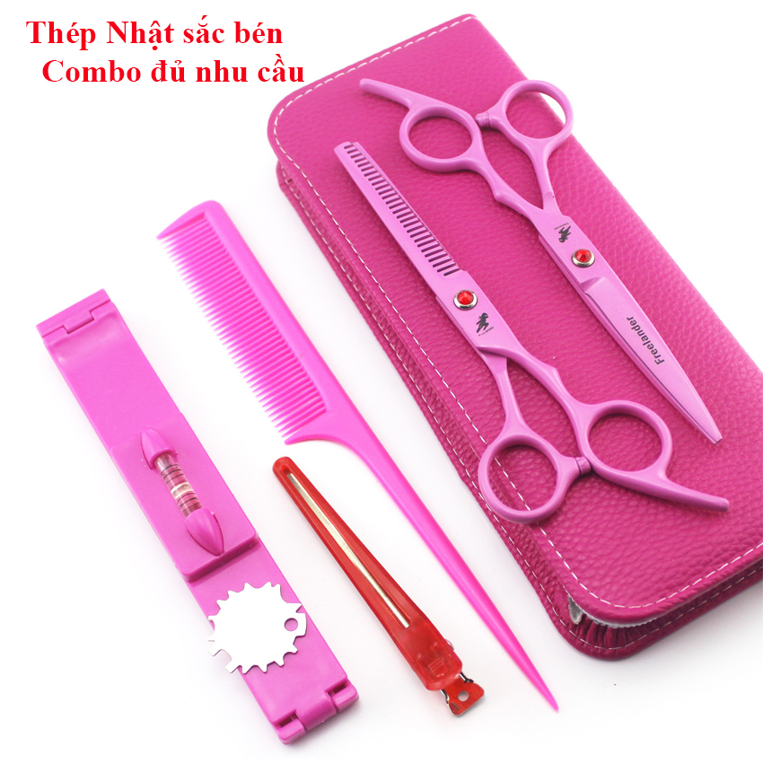 Bộ kéo cắt tóc mái, cắt tóc cho gia đình cắt tóc cho bé thép Nhật tặng bao da cao cấp