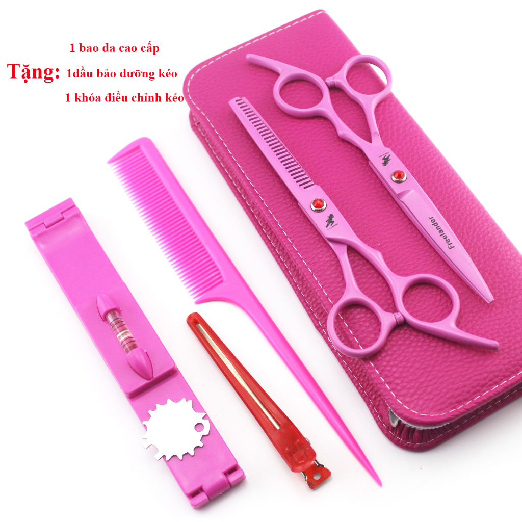 Bộ kéo cắt tóc mái, cắt tóc cho gia đình cắt tóc cho bé thép Nhật tặng bao da cao cấp
