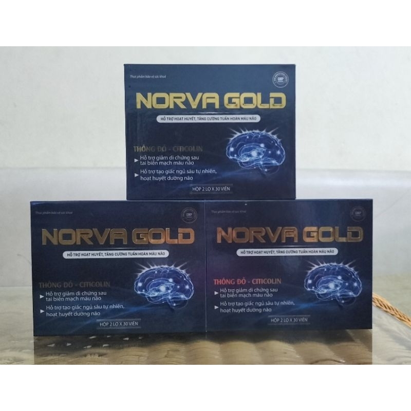 NORVA GOLD, hộp 2 lọ mỗi lọ 30 viên ( sáng/ tối) bổ não, tăng tuần hoàn não hiệu quả HSD 2026
