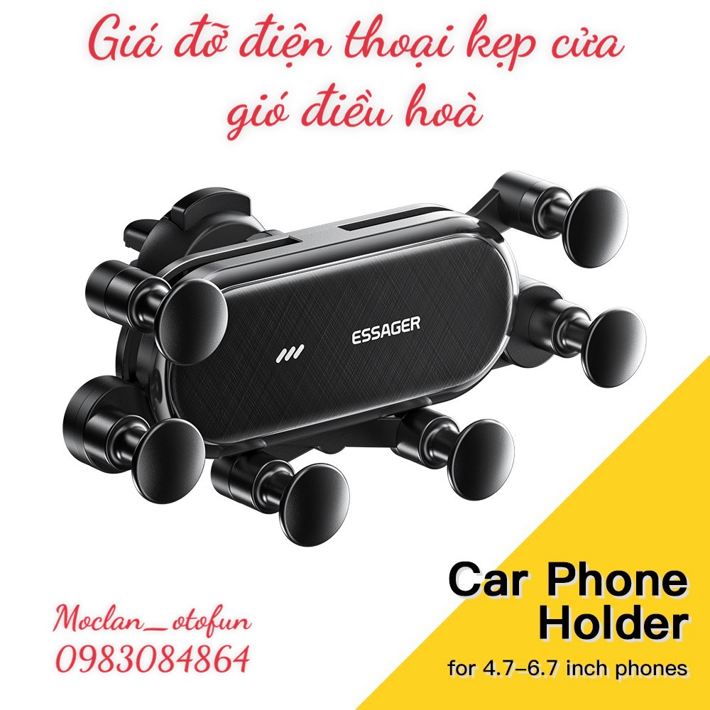 Giá Đỡ Điện Thoại Trên Ô tô Kẹp Gắn Cửa Gió Điều Hòa - Kẹp 6 chấu Essager - The one Pro Gắn Lỗ Thông Gió Xe Hơi