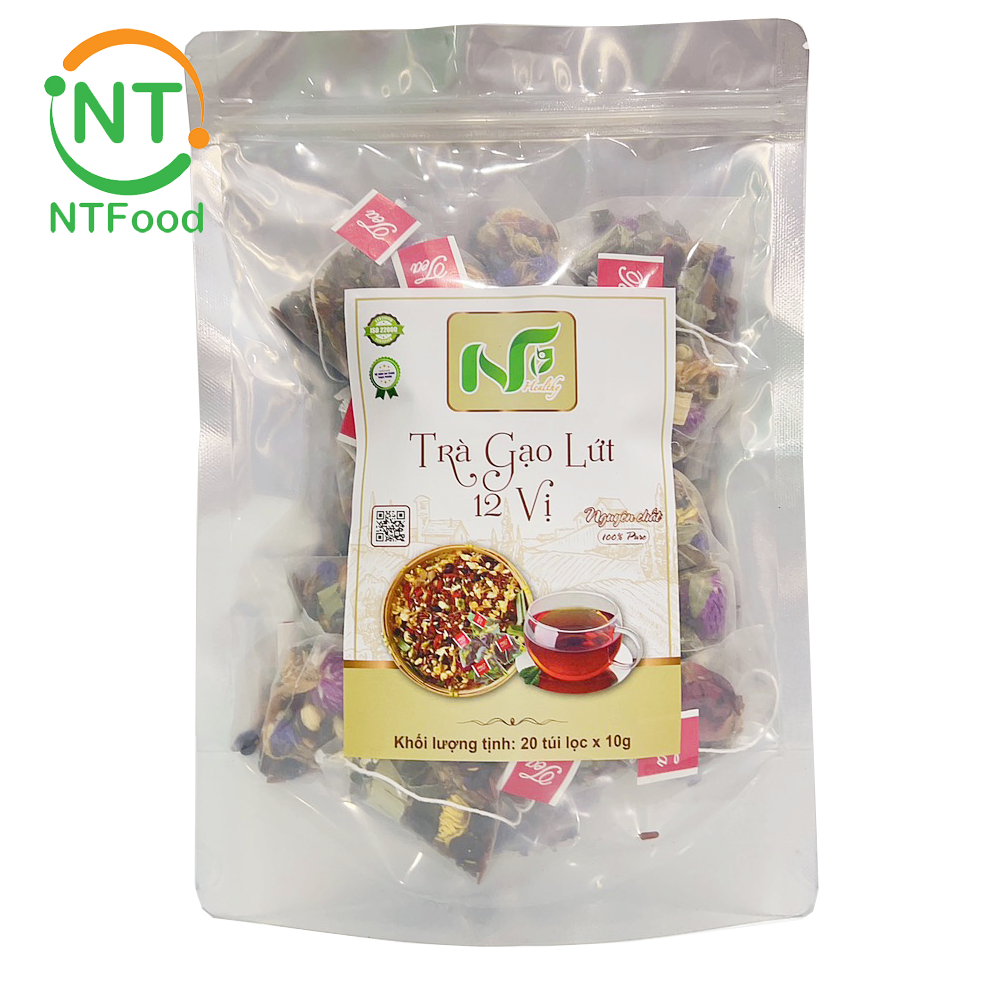 Trà gạo lứt 12 vị NTFood 20 gói x 10g - Nhất Tín Food