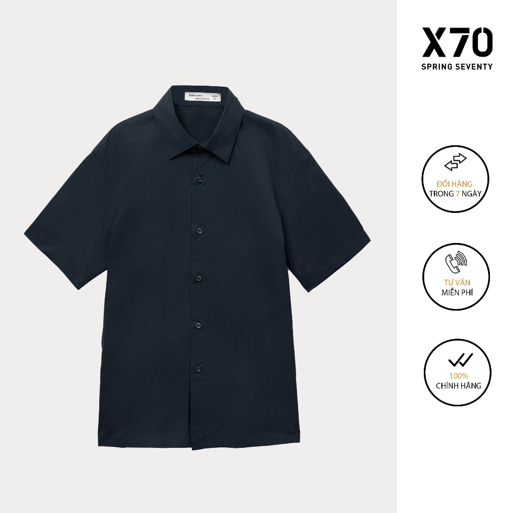 Áo Sơ Mi Nam Trơn Kiểu Dáng Cổ Bẻ Tay Ngắn Thiết Kế Thời Trang X70 - 07620001
