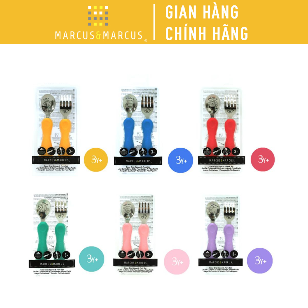 Bộ Thìa Nĩa Ăn Dặm Easy Grip Marcus & Marcus Cho Bé Từ 3 Tuổi