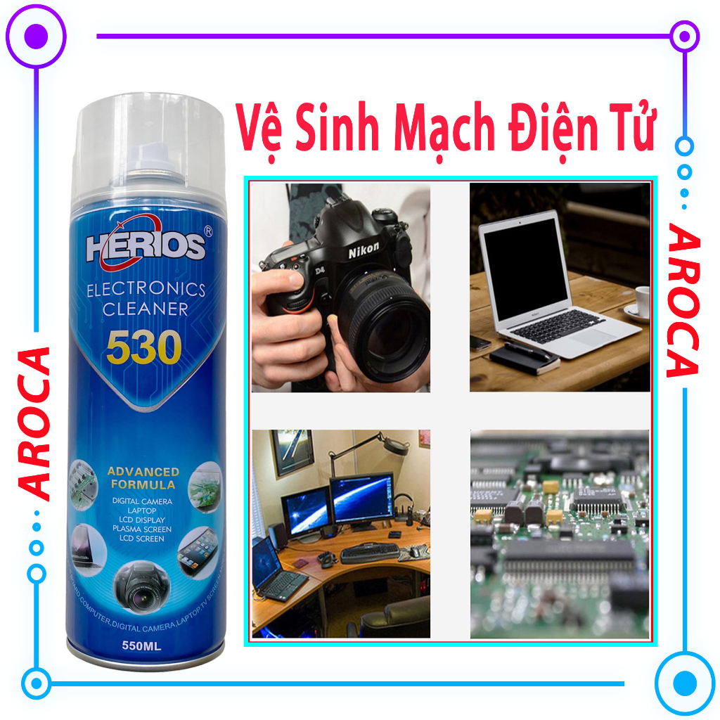 Chai xịt vệ sinh bo mạch điện tử - Vệ sinh jack cắm,chân tiếp xúc điện HERIOS - Dung dịch làm sạch bo mạch điện tử