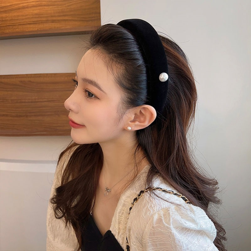 Bờm tóc nhung bản to đính chữ và hạt sang trọng MB828