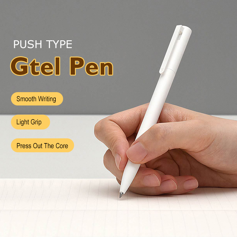 Bút bi Xiaomi, Bộ 10 Bút Bi TRẮNG Cao Cấp Xiaomi, Bút mực đen Deli A057b-01 thiết kế vỏ trong suốt ngòi 0.5mm.