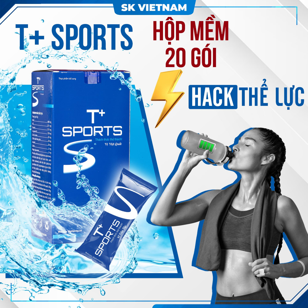 T+Sports thực phẩm bổ sung năng lượng bù nước bù điện giải bồi bổ cơ thể Hộp mềm 20 gói