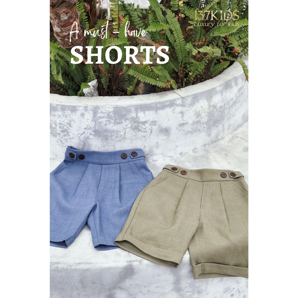 Quần short trơn 137Kids thiết kế cạp chun co giãn cho bé trai