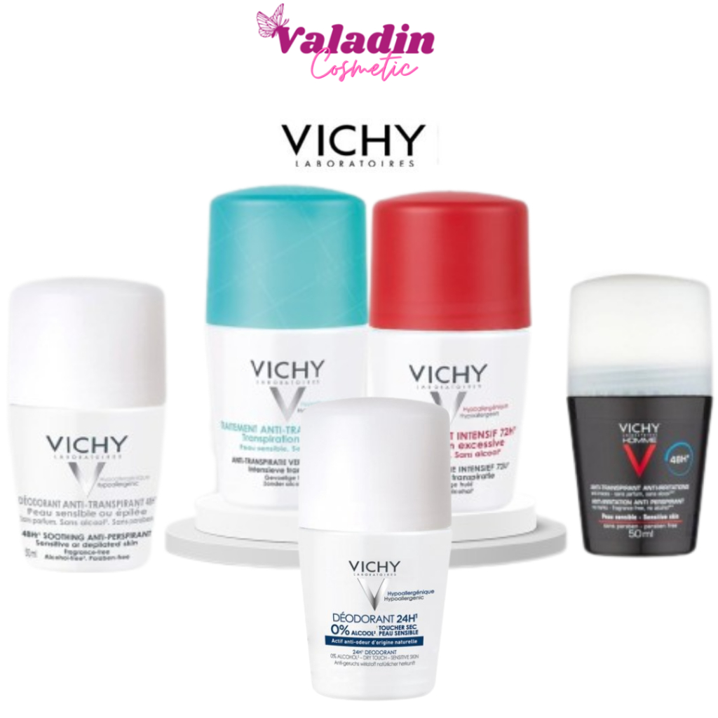 Lăn nách VICHY Deodorant Anti-Transpirant 24h|48h 50ml Nắp trắng