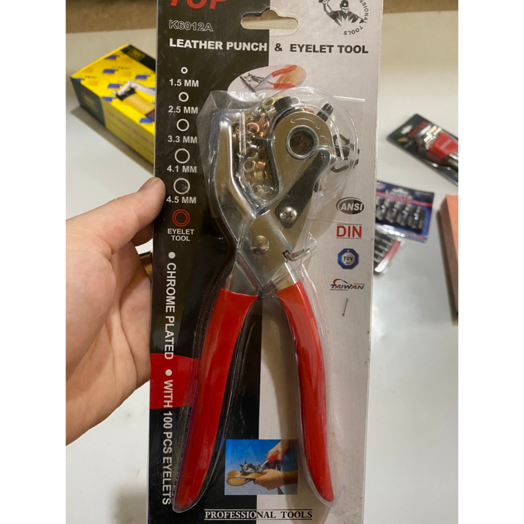 Kìm bấm lỗ trợ lực TOP cao cấp, Đầy đủ các cỡ nút bấm: bấm thắt lưng, dây nịt, bấm dây da đồng hồ, giày dép, bìa cứng