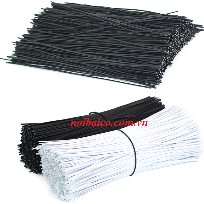Dây buộc lõi thép mạ kẽm vỏ nhựa màu đen. Dây tròn 1mm dài 26cm