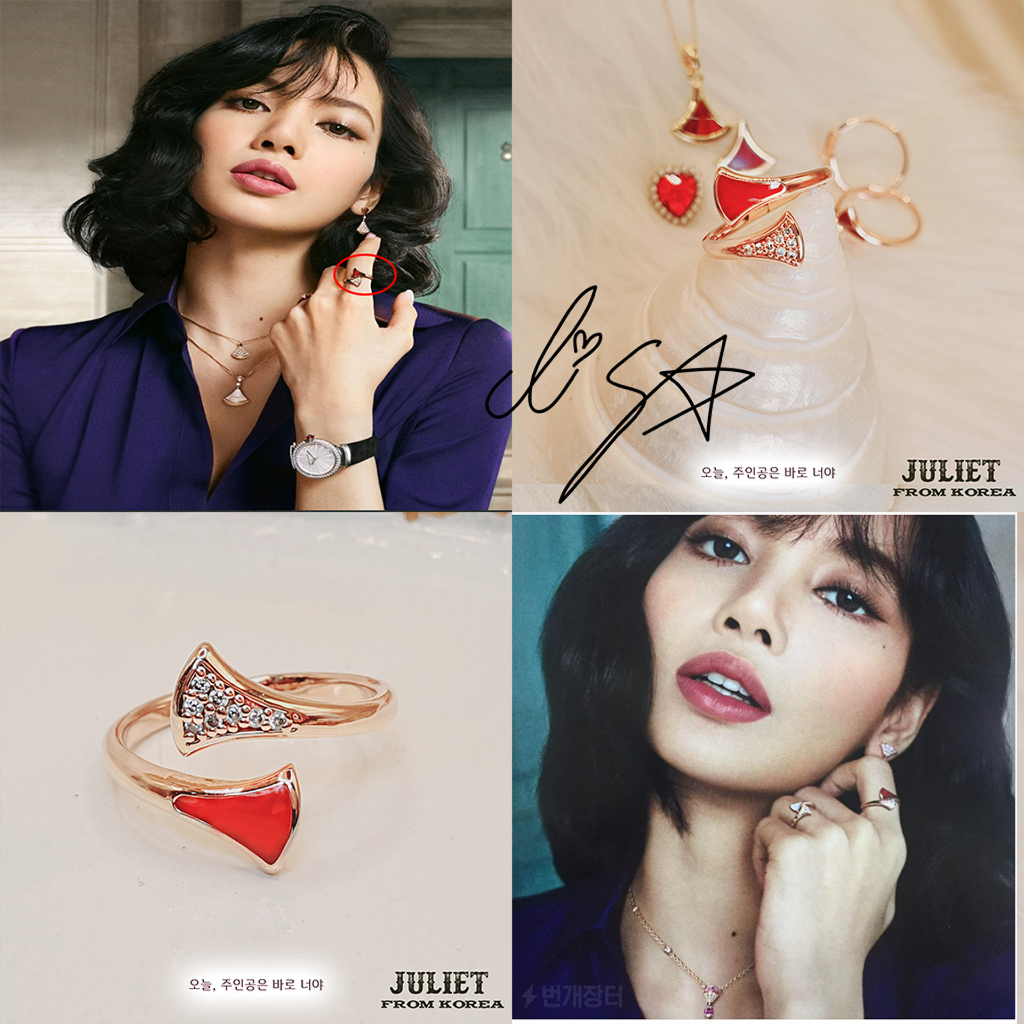 Nhẫn màu đỏ, design giống Lisa, nhập khẩu Hàn Quốc