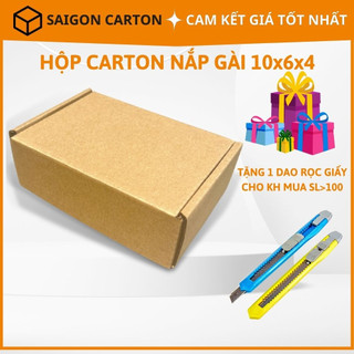 Bìa carton nắp gài đóng gói hàng online ship COD size 10x6x4 cm bộ 100 cái SÀI GÒN CARTON
