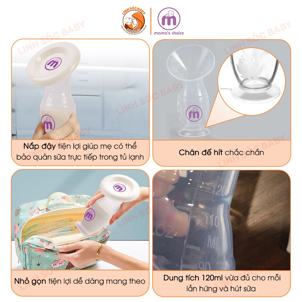 Cốc hứng sữa Mama Choice silicone chính hãng | Bình hứng sữa rảnh tay cao cấp