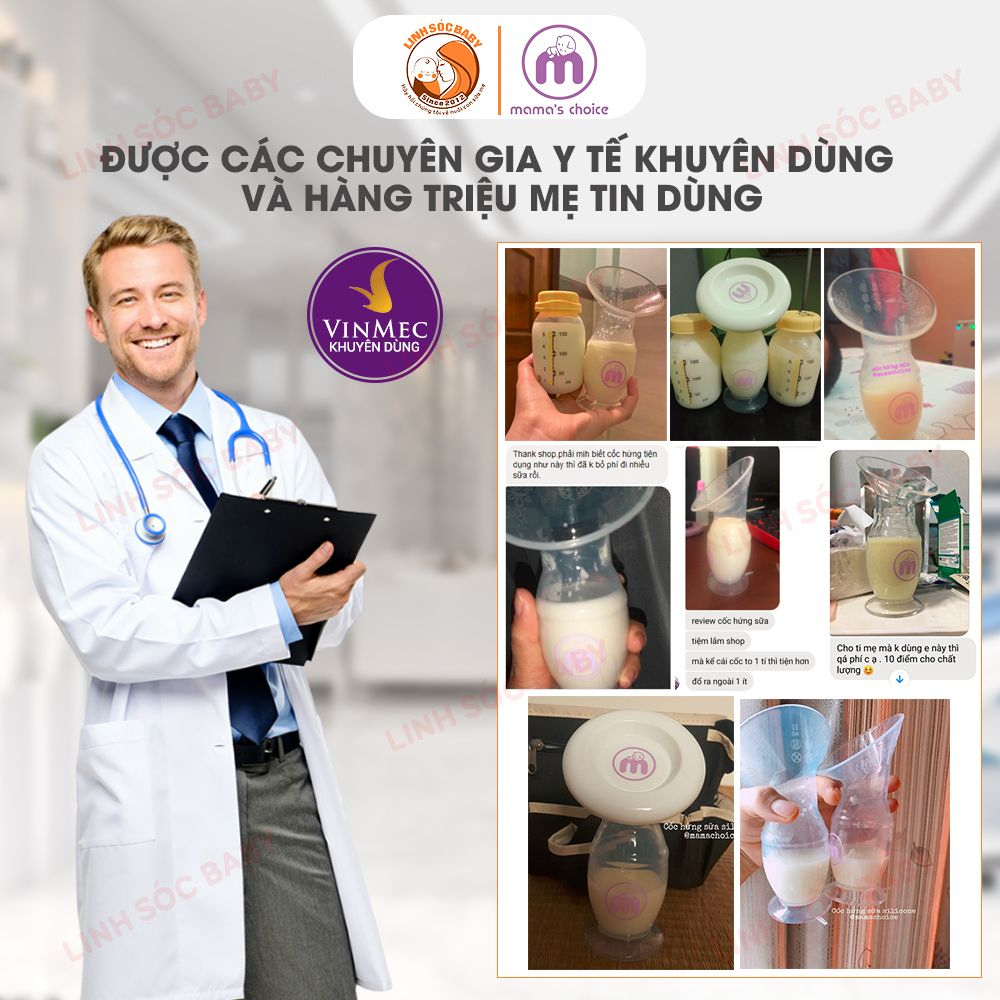 Cốc hứng sữa Mama Choice silicone chính hãng | Bình hứng sữa rảnh tay cao cấp