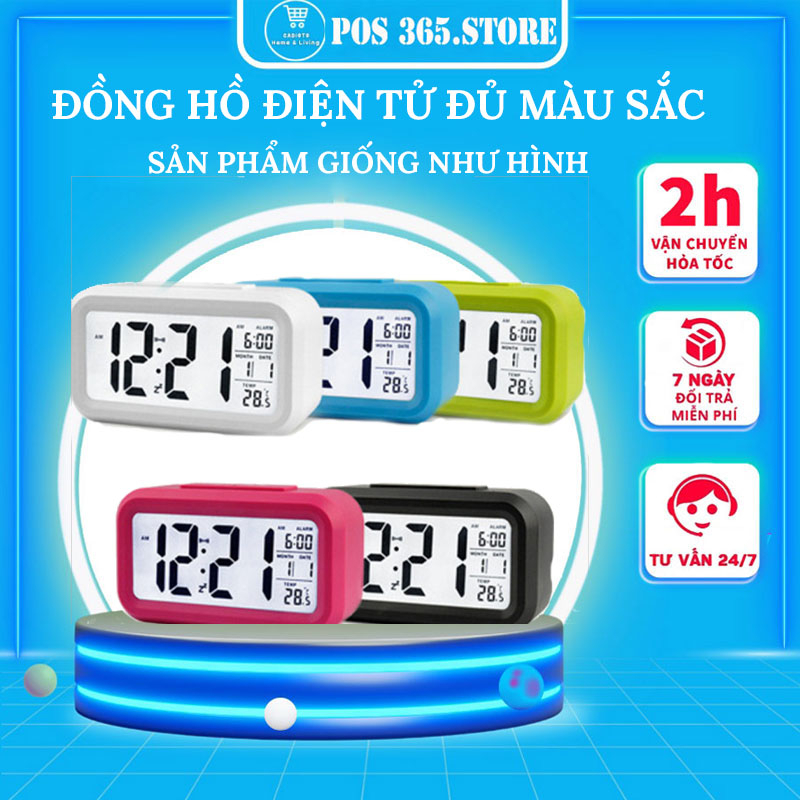 Đồng Hồ Điện Tử Để Bàn Màn Hình LCD - Thời Gian, Lịch, Báo Thức, Nhiệt Độ - HÌNH CHỮ NHẬT , POS365STORE