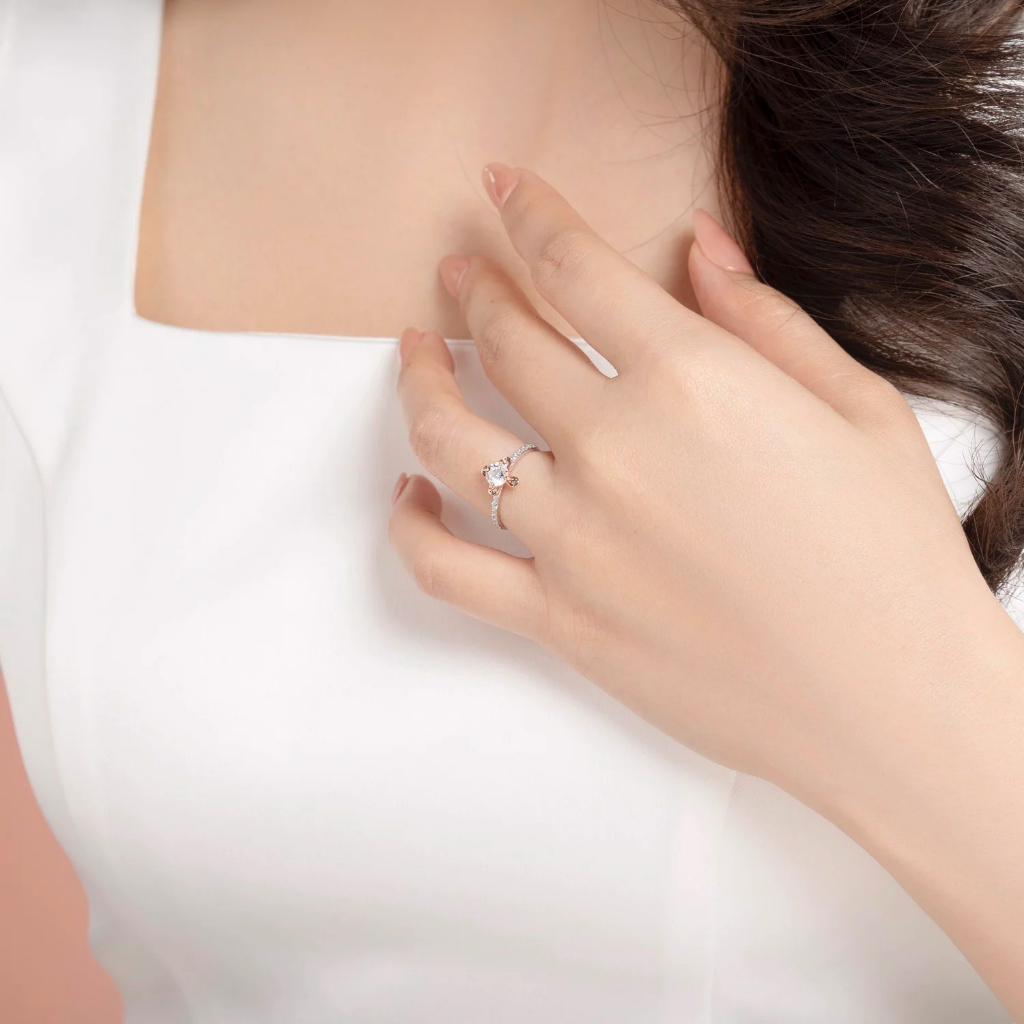 Nhẫn Nữ Vàng 14k Kim Cương Lab Grown: Floral NDINO269 LDIA Huy Thanh Jewelry