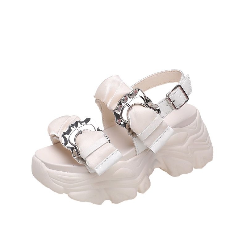 Dép sandal nữ quai khoá kiểu đế 8cm