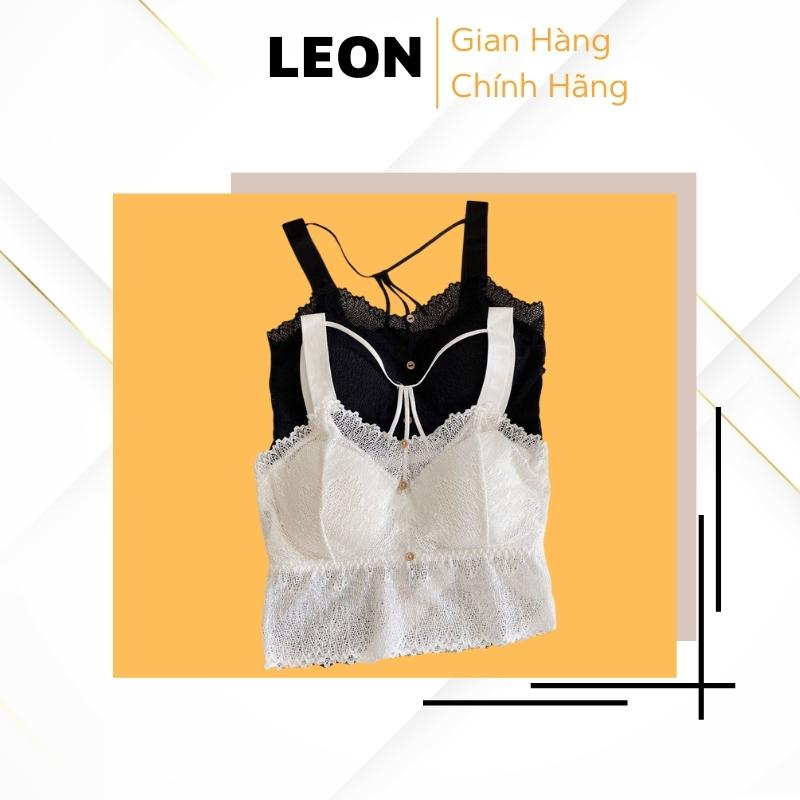 Áo Bra Ren Cổ Yếm Phối Lưới Mềm Mịn Thoáng Mát LEON 1923