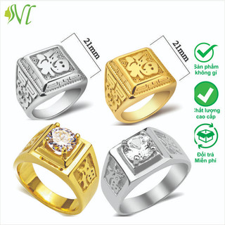 Nhẫn nam đính đá titan cá tính chữ phước ngầu không đen xài nước tốt