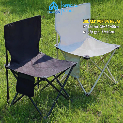 Ghế câu cá hạ bích gấp gọn, ghế xếp du lịch dã ngoại khung thép tặng kèm túi đựng mang đi dễ dàng Badigo