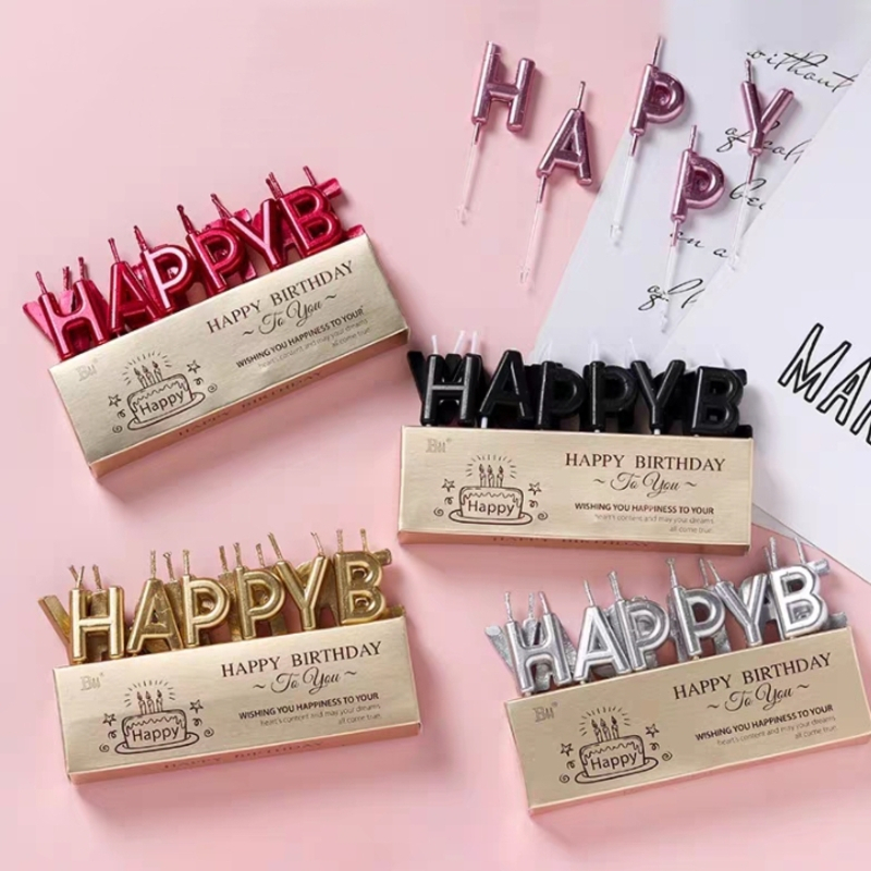 Nến Happy Birthday Trang Trí Bánh Sinh Nhật Bánh Kem, Phụ Kiện Cắm Bánh Sinh Nhật