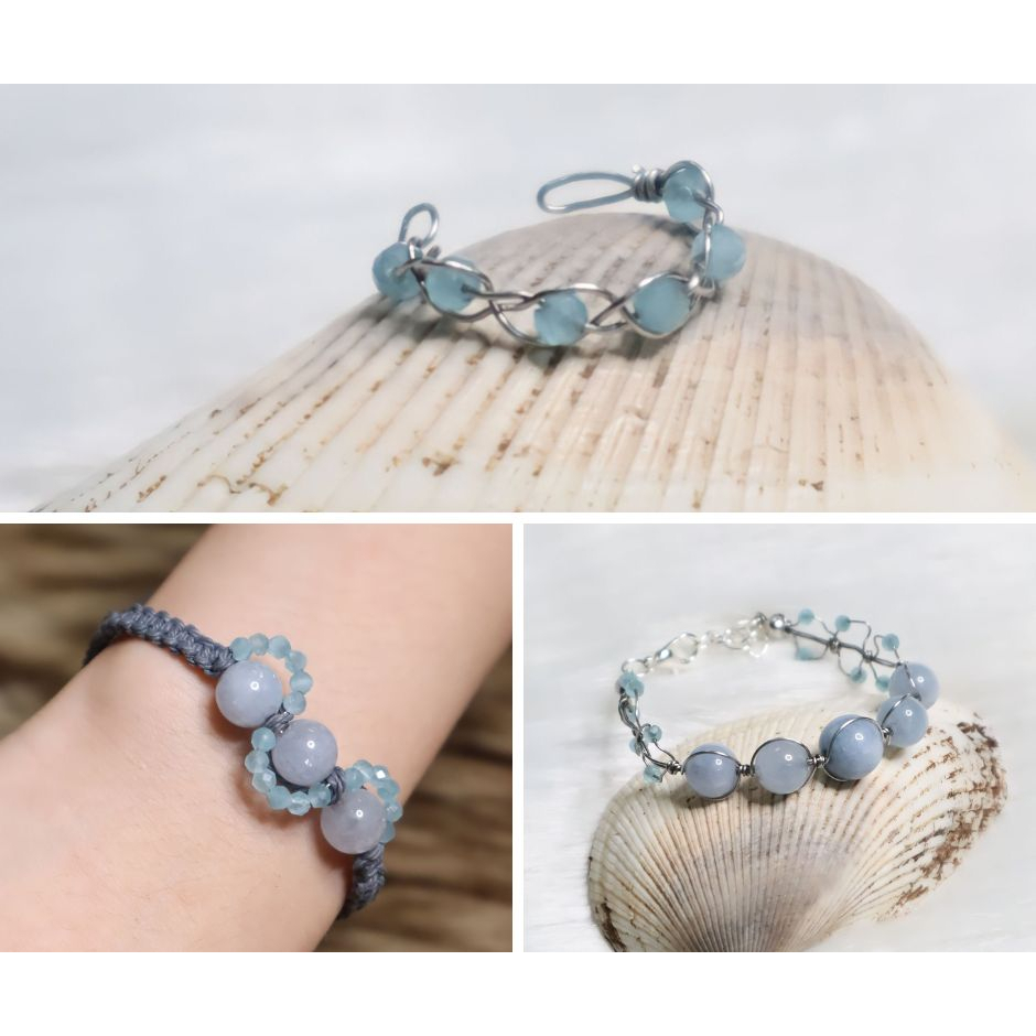 Trọn Bộ Vòng - Nhẫn Aquamarine Handmade Cực Xinh Cho Bạn Gái