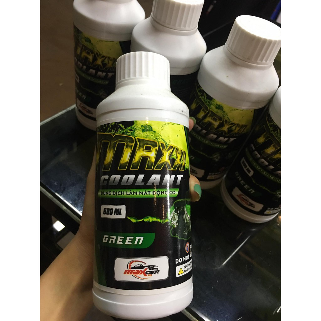 Nước Làm Mát Động Cơ - Dung Dịch Làm Mát Động Cơ Xe Máy Maxxi Coolant Màu Xanh 500ml - Phụ Tùng Chính Hãng