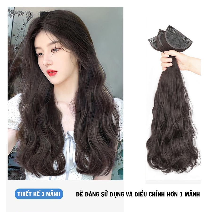 Kẹp Tóc Giả Kẹp Phồng Sét 3 Dải Thẳng có độ dài 45cm và 55cm