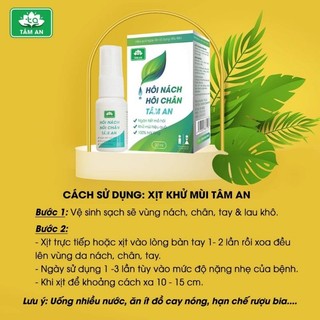 Hàng Chính Hãng Xịt Khử Mùi Hôi Nách Hôi Chân Tâm An Sạch Mùi Thơm Hương 100% Từ Thảo Dược