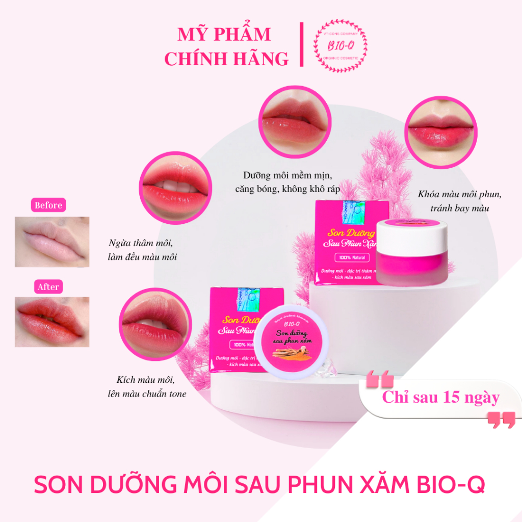 Son dưỡng sau phun xăm BIO-Q giúp kích màu môi (hũ 5gr)
