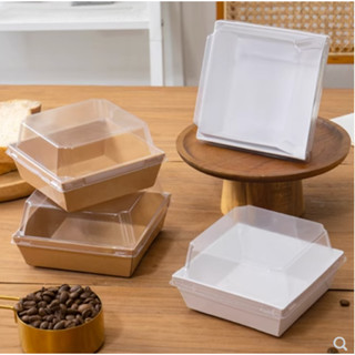 50 cái hộp vuông giấy Kraft E1413 hoặc E118 màu nâu hoặc trắng đựng bánh hoặc thức ăn