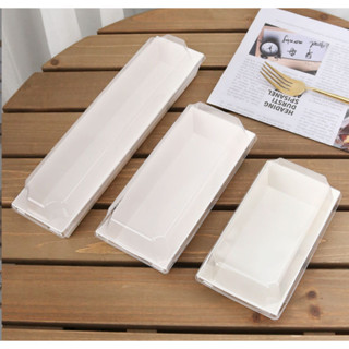 50 cái hộp chữ nhật đáy giấy kraft E1985 hoặc E1685 màu nâu hoặc trắng đựng bánh đựng thức ăn các loại