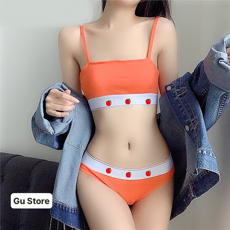 Set đồ nữ ❤FREESHIP❤️ Sét Bikini JENNIE màu Cam, trắng có mút ngực chất thun tăm cotton hot trend gợi cảm .
