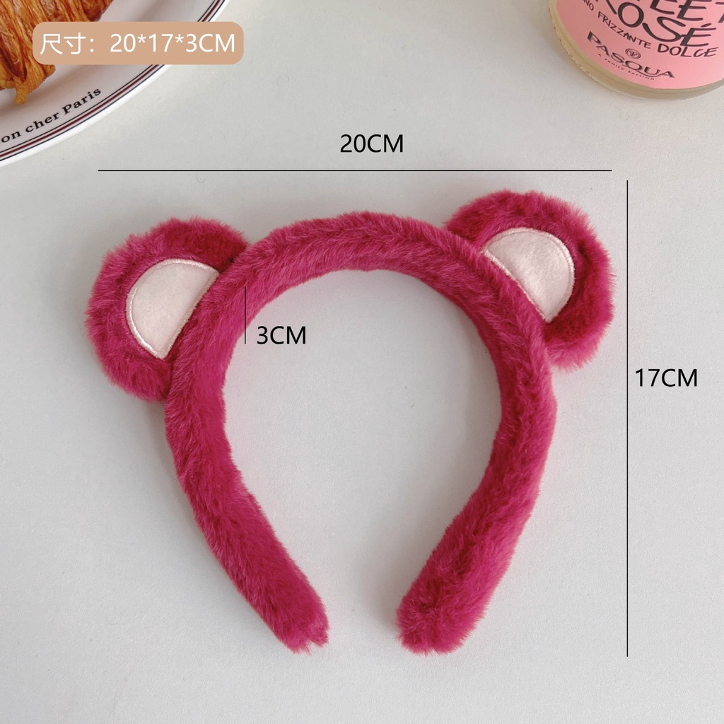 Cài Tóc- Băng Đô Bờm Cài Tóc Hồng Lông Gấu Dâu Lotso Hồng Dễ Thương Giá Rẻ Saka