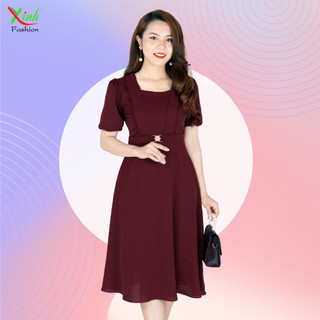 Đầm Xòe Đỏ Chất Cát Thái Mềm Mịn DL839