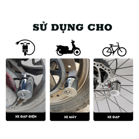 Khóa phanh đĩa xe máy chống trộm chất liệu thép nguyên khối thiết kế thông minh an toàn