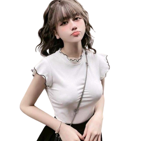 Áo Croptop Nữ ZALITA A027 Cổ Cao Viền Nổi Ôm Body Thun Len Tăm Co Giãn Tốt, Thoáng Mát