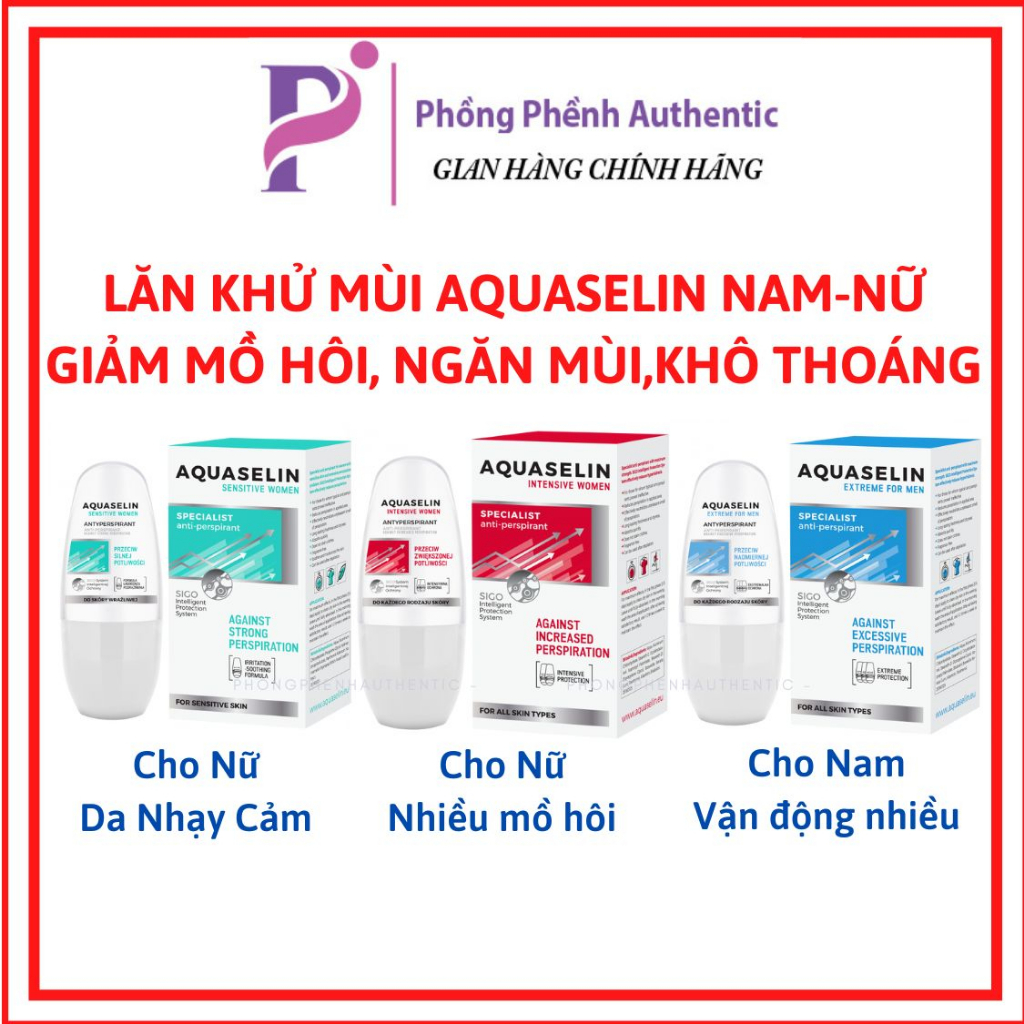 [Mẫu mới 2023 ] LĂN KHỬ MÙI AQUASELIN KHỬ MÙI MÔ HÔI, GIÚP NÁCH KHÔ THOÁNG, KHÔNG MÙI TỚI 72H - 50ML